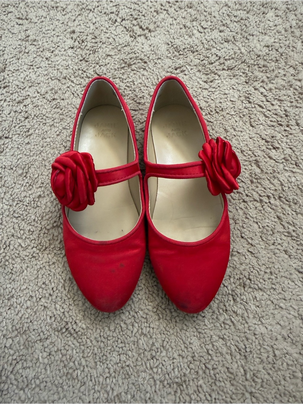 Janie and Jack Red Floral Mary Jane Flats Size 12 - Kids Shoes